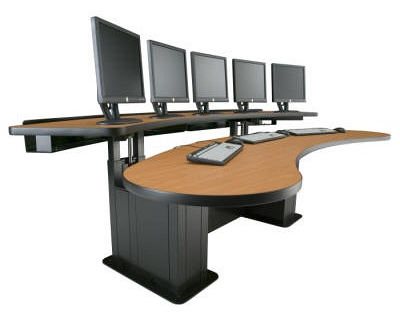 The Banana Console is capable of accommodating numerous monitors, and fosters efficiency without sacrificing comfort